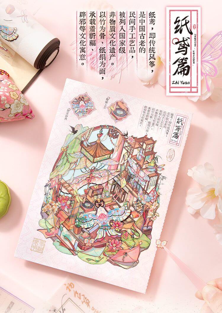 Ancient Chinese Vanity DIY 3D Scene Stickers 4 Cute Miniature Scenes(S)