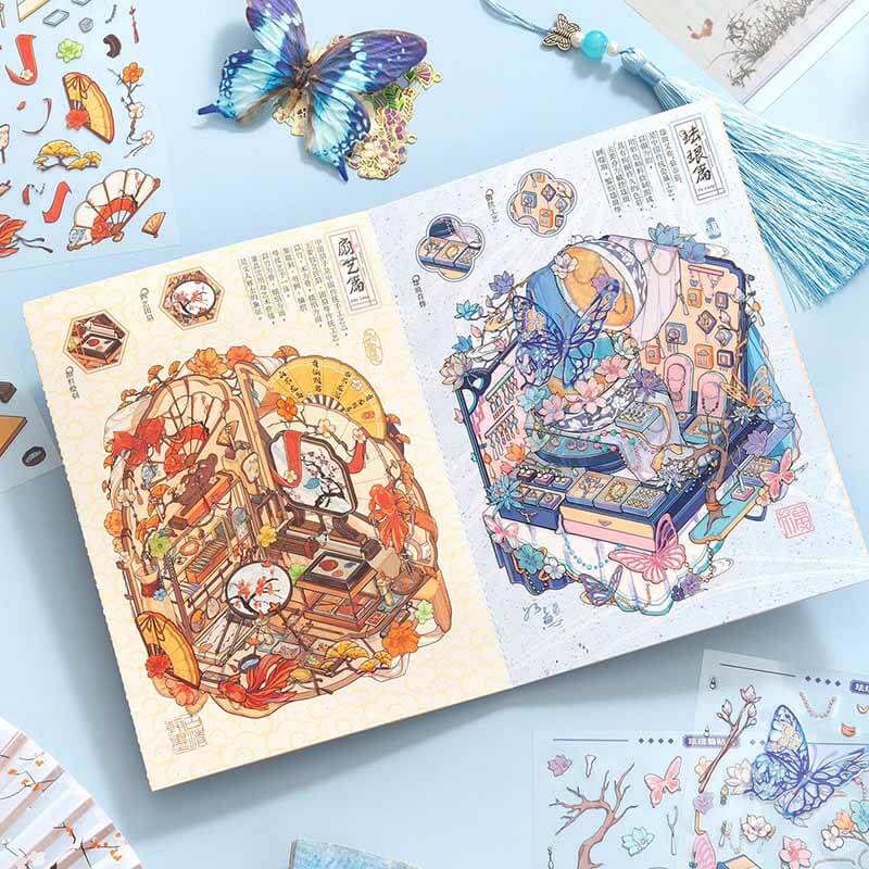 Ancient Chinese Vanity DIY 3D Scene Stickers 4 Cute Miniature Scenes(S)