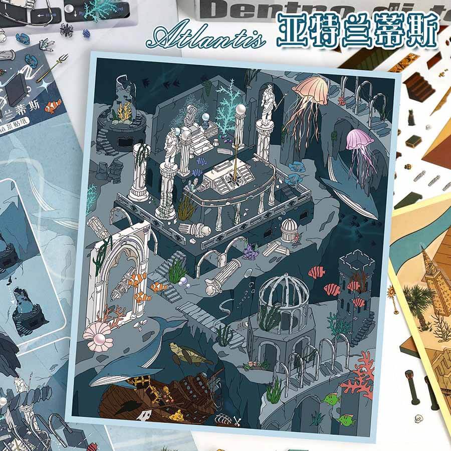 Ancient Echoes DIY 3D Scene Stickers 2 Cute Miniature Scenes(L)