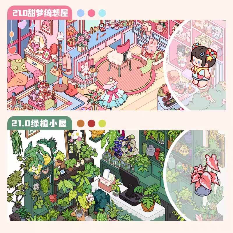 Angel Bay Dream DIY 3D Scene Stickers 4 Cute Miniature Scenes(M&L)