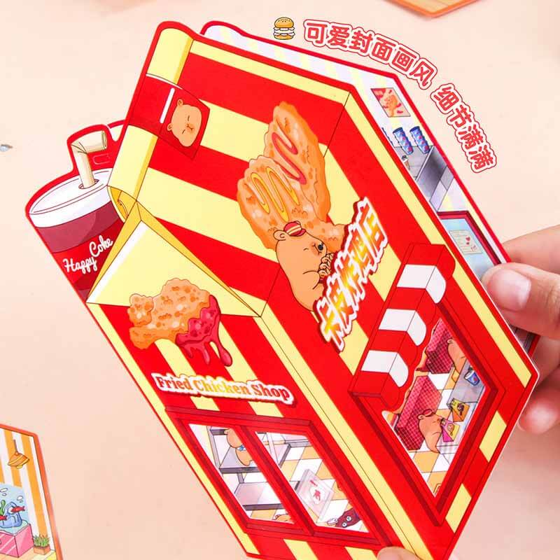 Animal Food Town DIY 3D Scene Stickers 4 Cute Miniature Scenes(S)