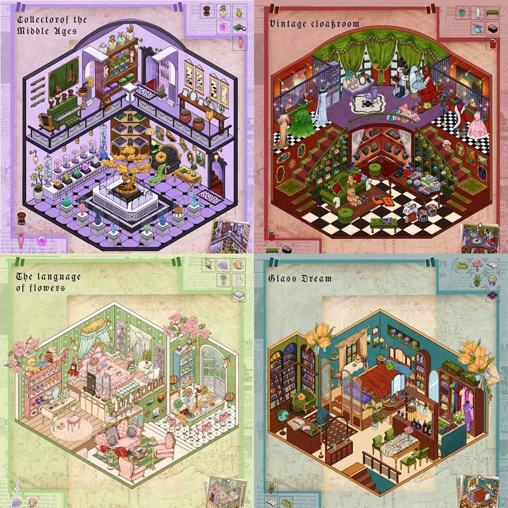 Antique Dreams DIY 3D Scene Stickers 4 Cute Miniature Scenes(M)