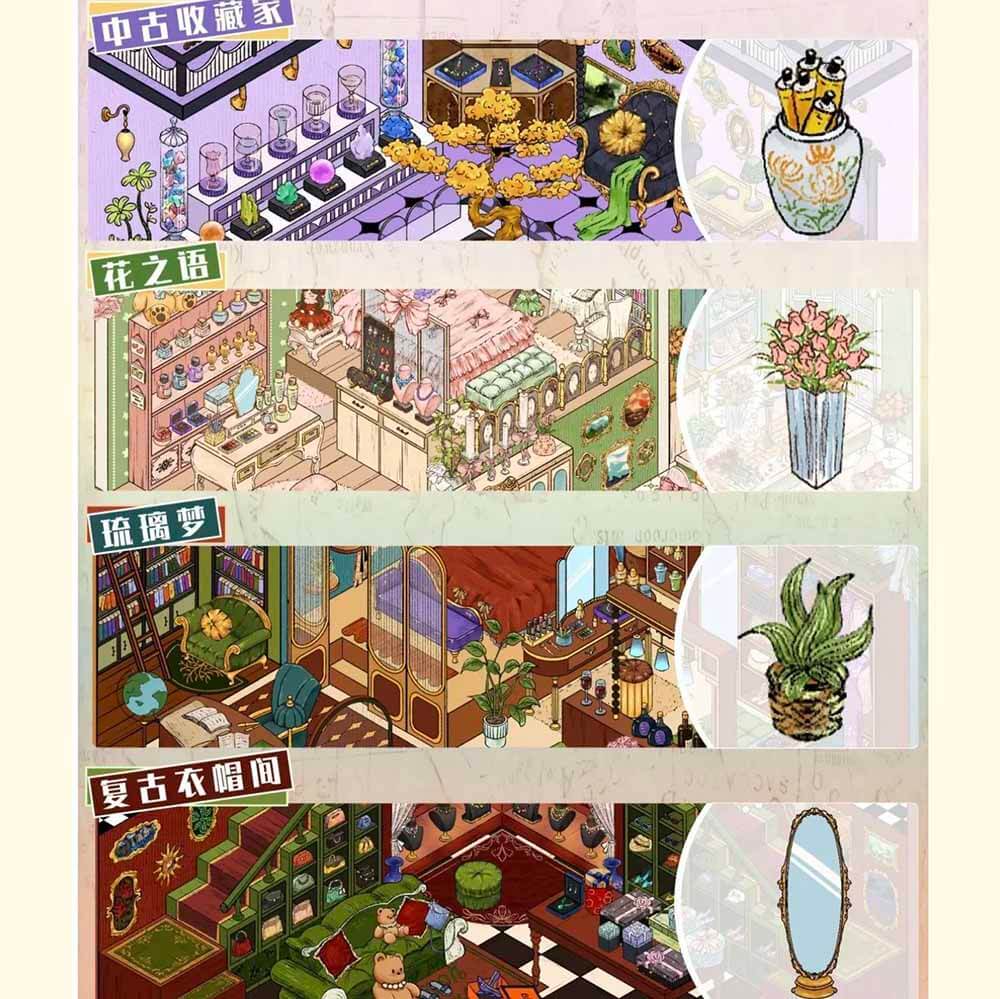 Antique Dreams DIY 3D Scene Stickers 4 Cute Miniature Scenes(M)