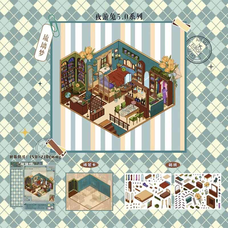 Antique Dreams DIY 3D Scene Stickers 4 Cute Miniature Scenes(M)