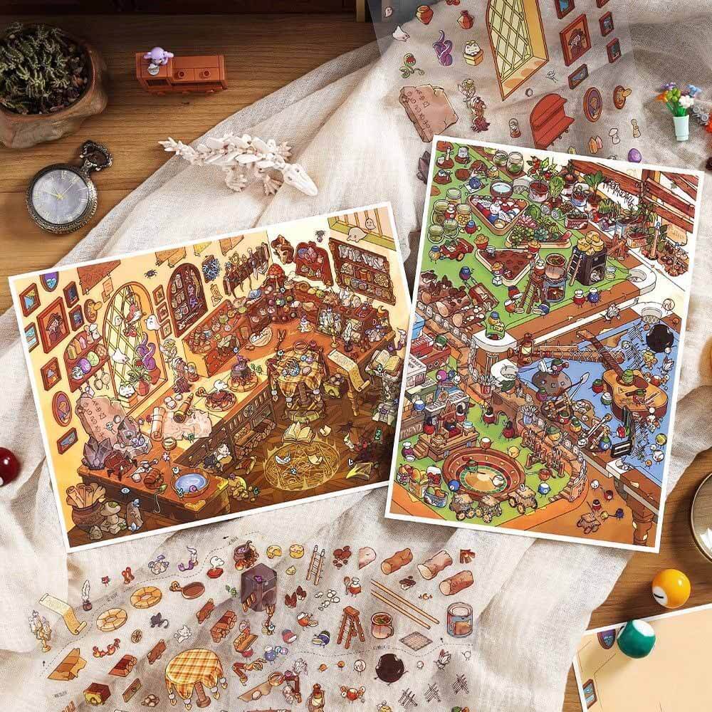 Apocalypse Adventure DIY 3D Scene Stickers 2 Cute Miniature Scenes(L)
