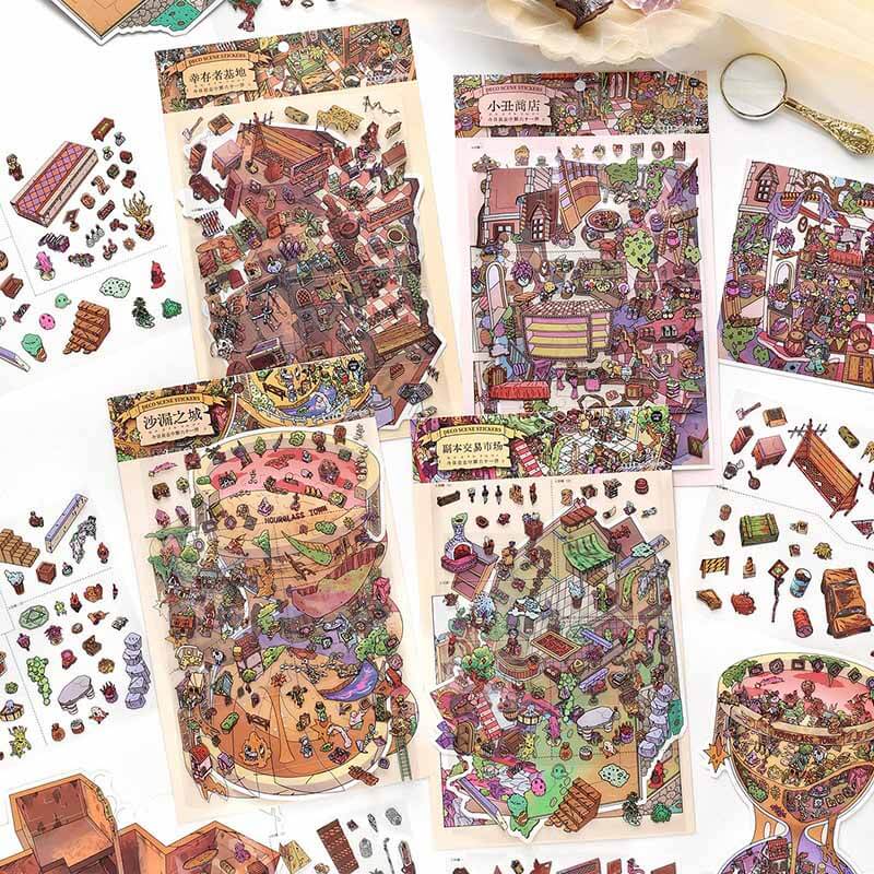 Apocalypse Realm DIY 3D Scene Stickers With Guide Lines(S)