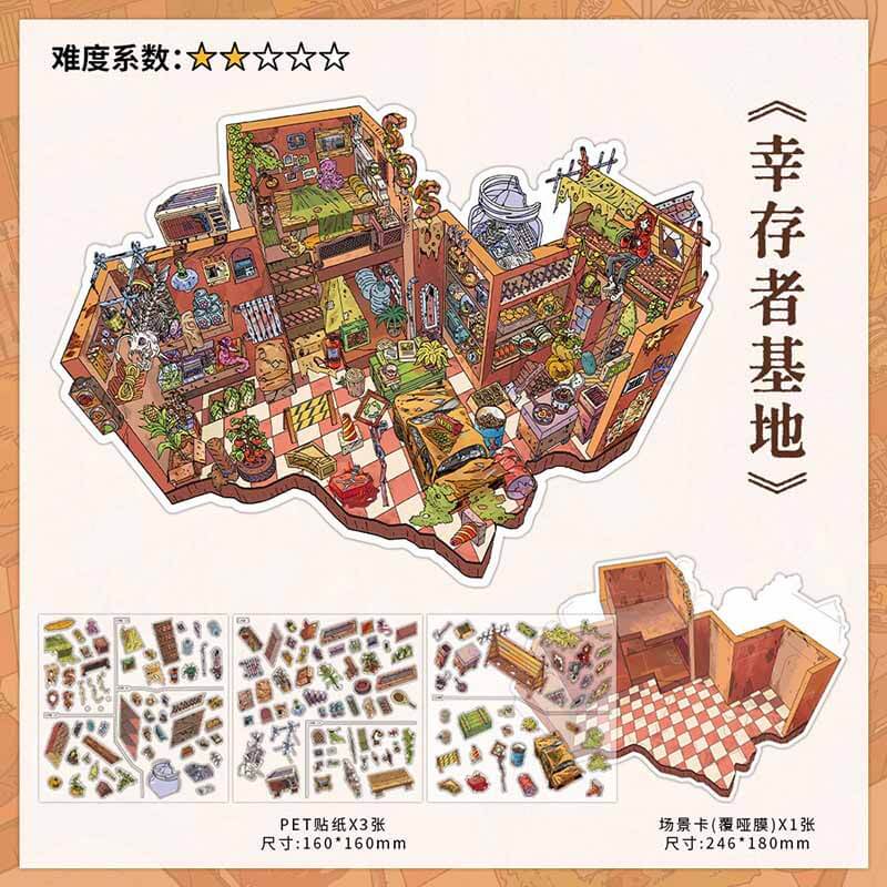 Apocalypse Realm DIY 3D Scene Stickers With Guide Lines(S)