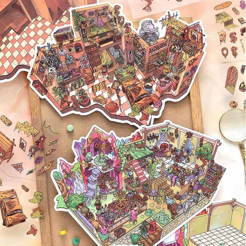 Apocalypse Realm DIY 3D Scene Stickers With Guide Lines(S)