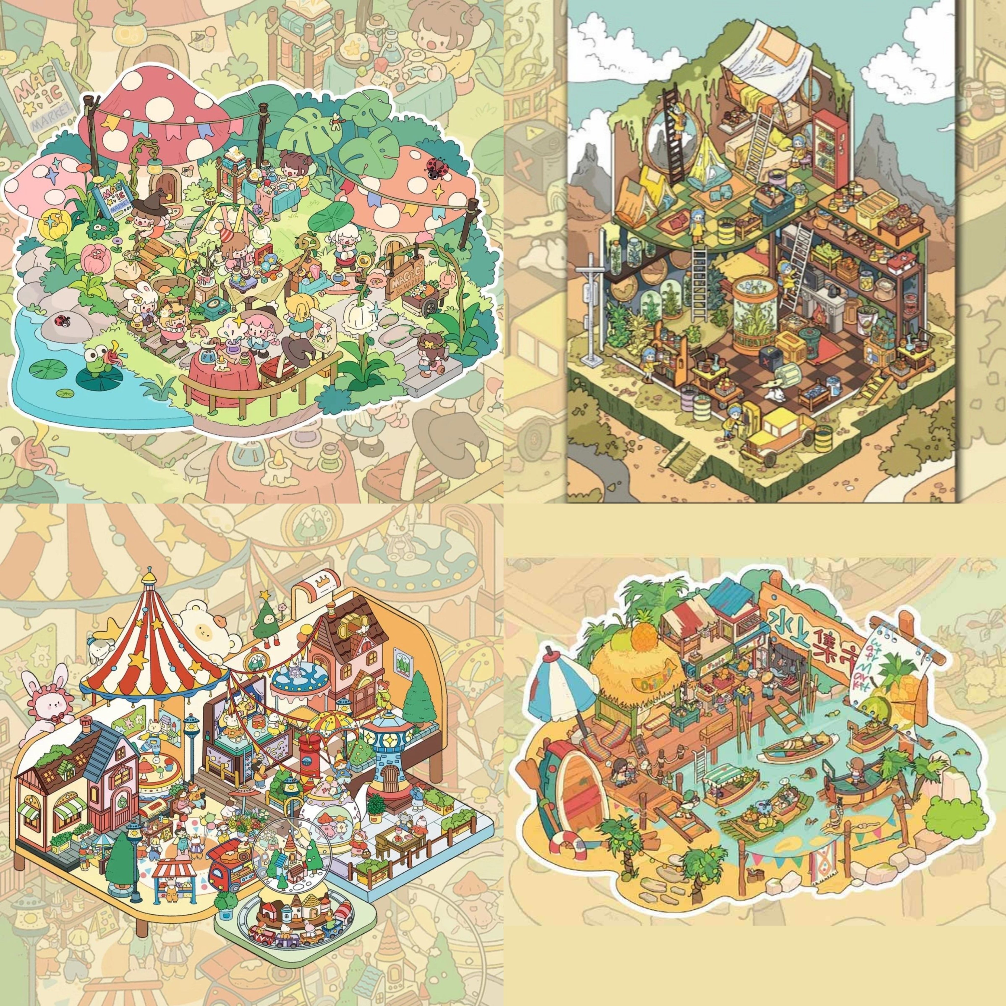 Arabian Nights 3D Scene Stickers  Cute Miniature Scenes