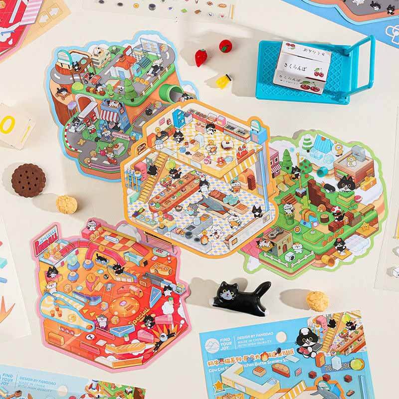 Arcade Life DIY 3D Scene Stickers 4 Cute Miniature Scenes(S)