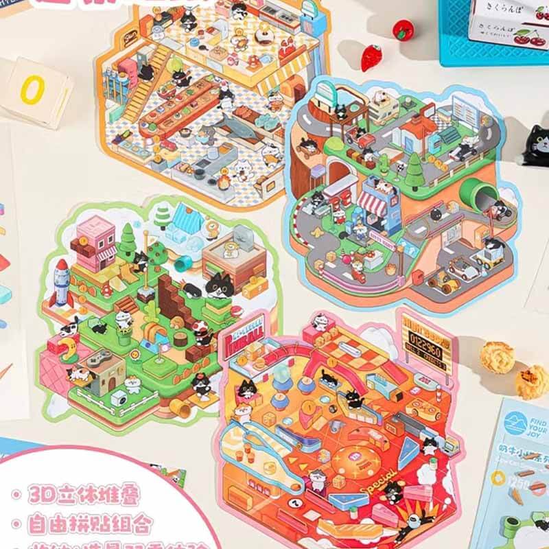 Arcade Life DIY 3D Scene Stickers 4 Cute Miniature Scenes(S)