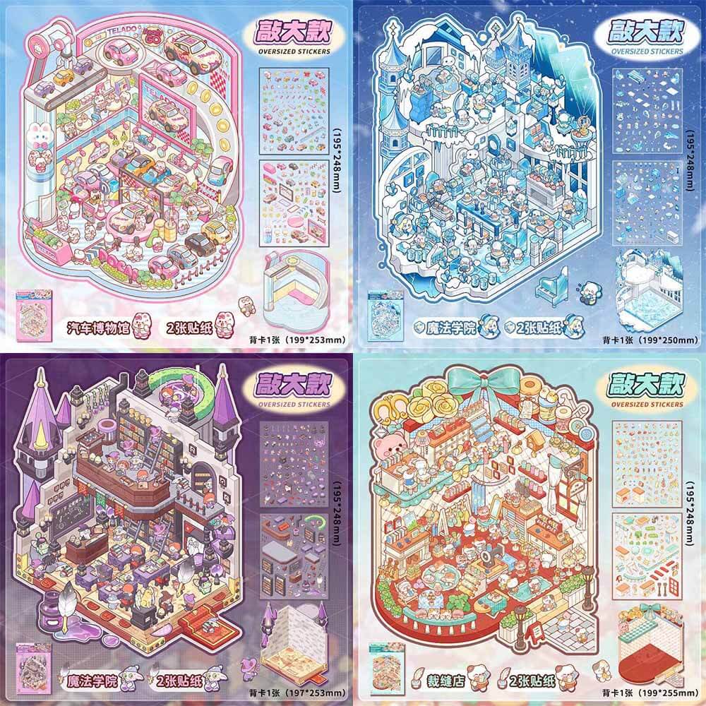 Arcane Crossings DIY 3D Scene Sticker Collection 4 Cute Miniature Scenes