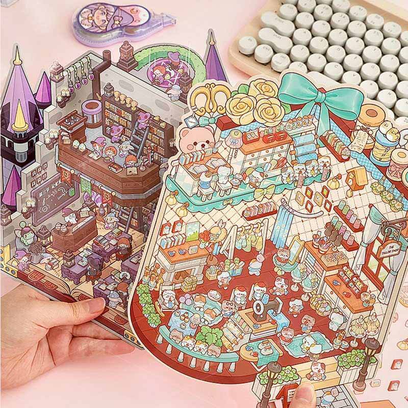 Arcane Crossings DIY 3D Scene Sticker Collection 4 Cute Miniature Scenes