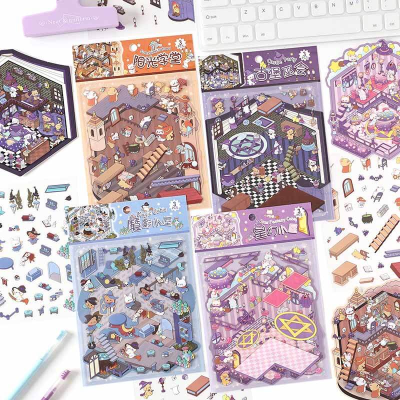 Arcane Dreams DIY 3D Scene Stickers 4 Cute Miniature Scenes (S)