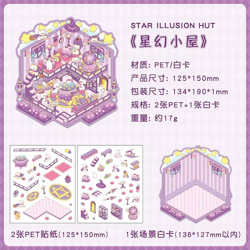 Arcane Dreams DIY 3D Scene Stickers 4 Cute Miniature Scenes (S)