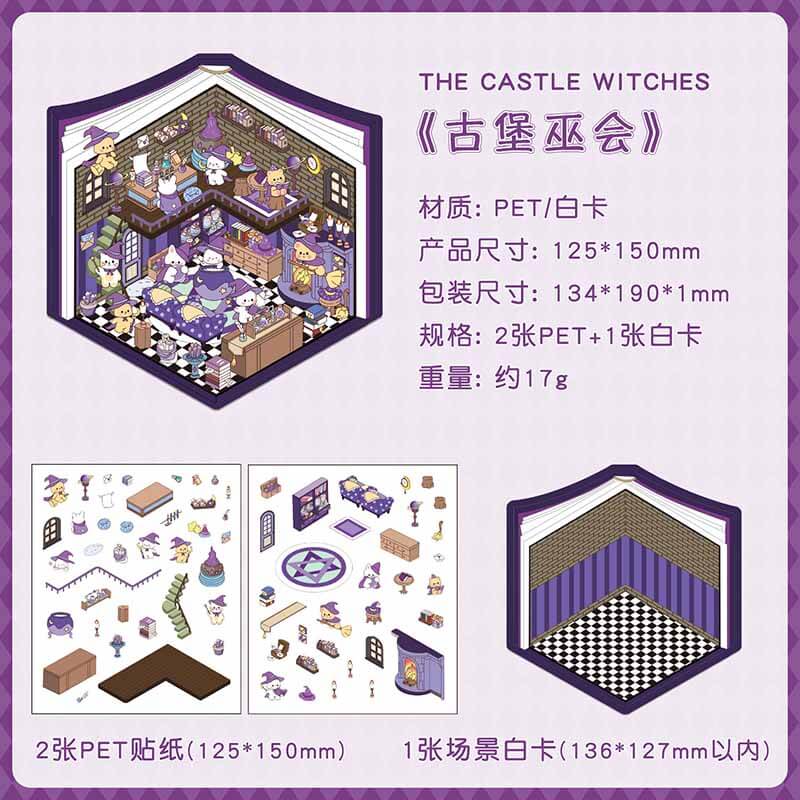 Arcane Dreams DIY 3D Scene Stickers 4 Cute Miniature Scenes (S)