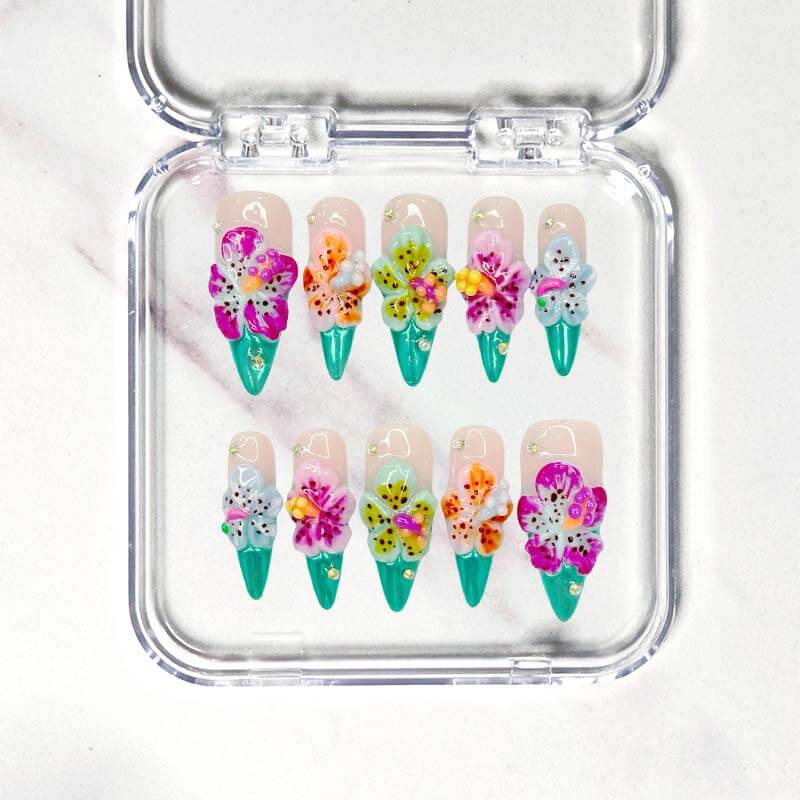 Art Garden Press On Nails Hibiscus Beauty Art Garden