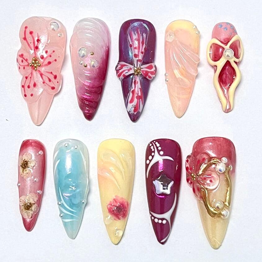 Art Garden Press On Nails Hibiscus Flowers Beauty Art Garden