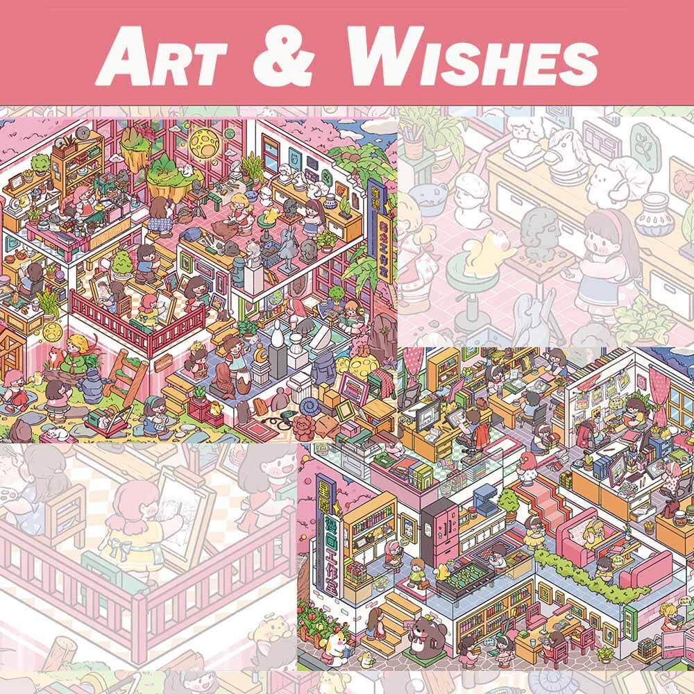 Art & Wishes DIY 3D Scenes Sticker 2 Cute Miniature Scenes(L)