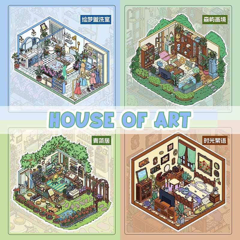 Art of Time DIY 3D Scenes Sticker 4 Cute Miniature Scenes(M)