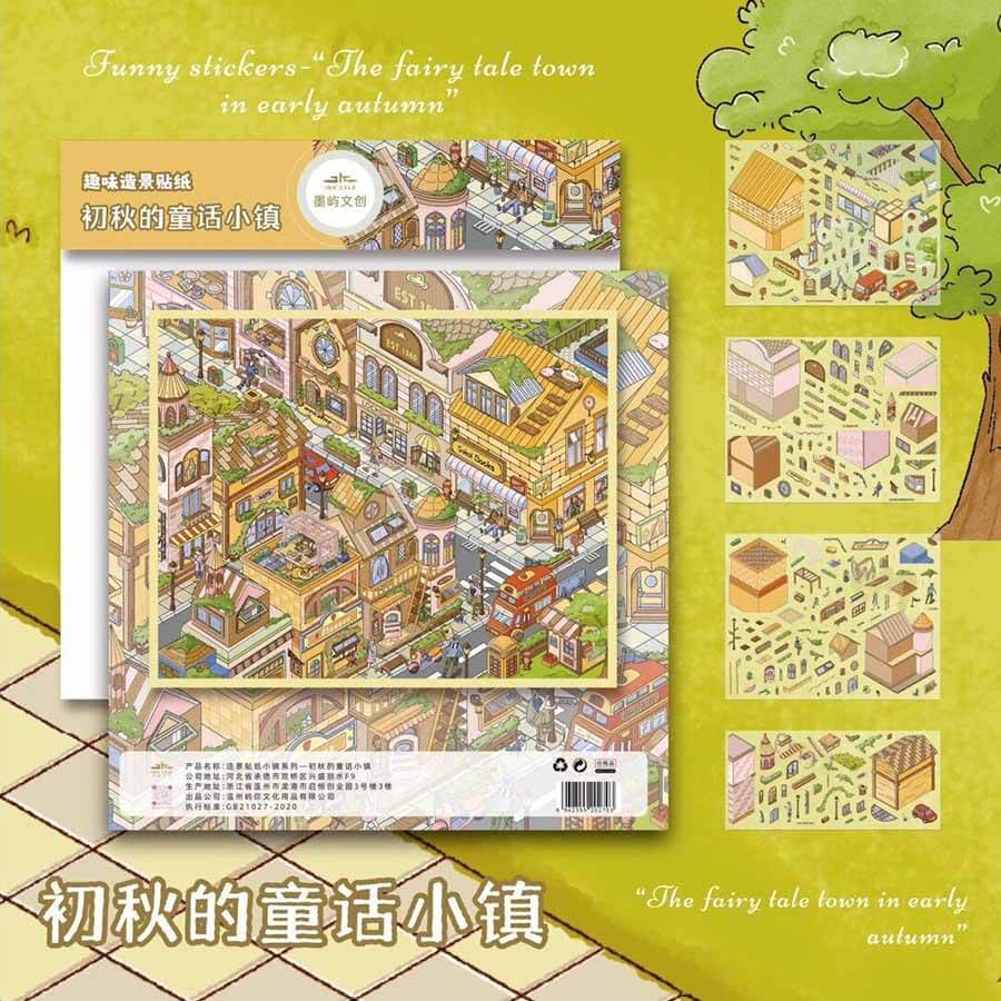Autumn Fairy Town DIY 3D Scene Stickers 4 Cute Scenes(L)