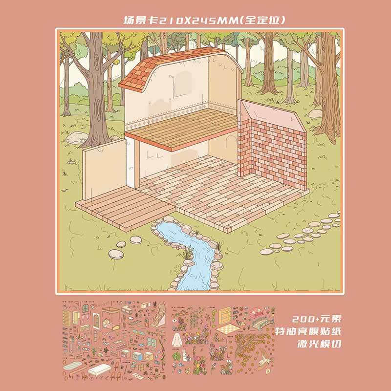 Autumn Fairytale DIY 3D Scene Stickers 2 Cute  Scenes(L)
