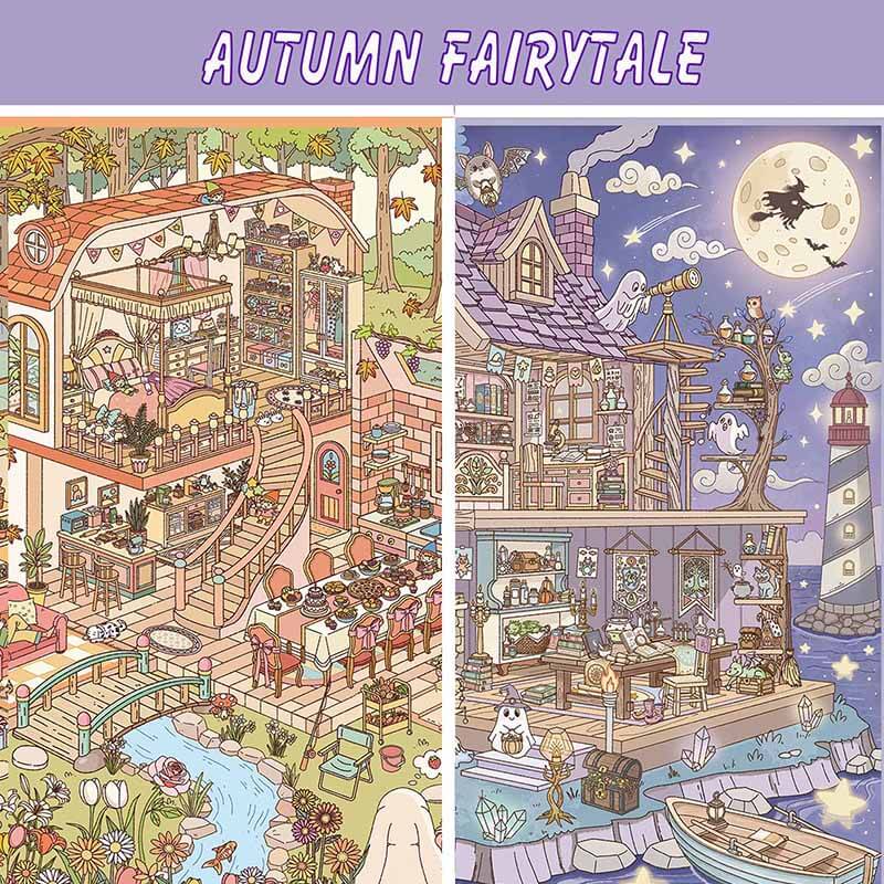 Autumn Fairytale DIY 3D Scene Stickers 2 Cute  Scenes(L)