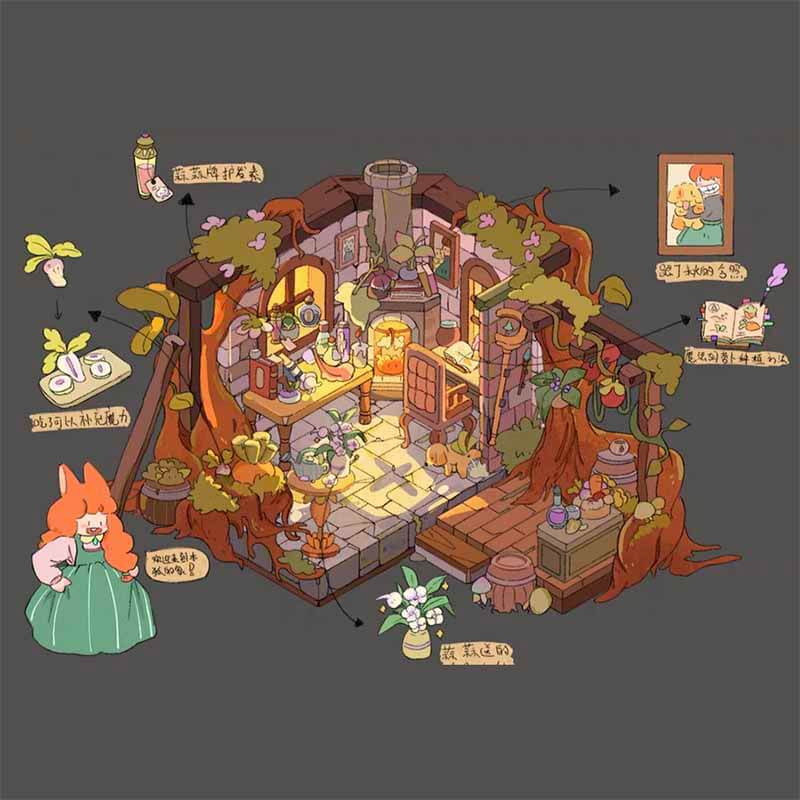 Autumn Retreat DIY 3D Scene Stickers 4 Cute Scenes(L)