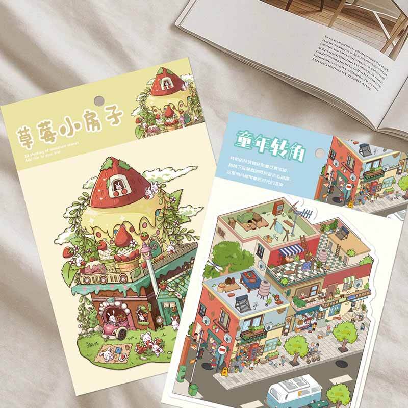 Berry Nice Day DIY 3D Scene Stickers 4 Cute Miniature Scenes(L)