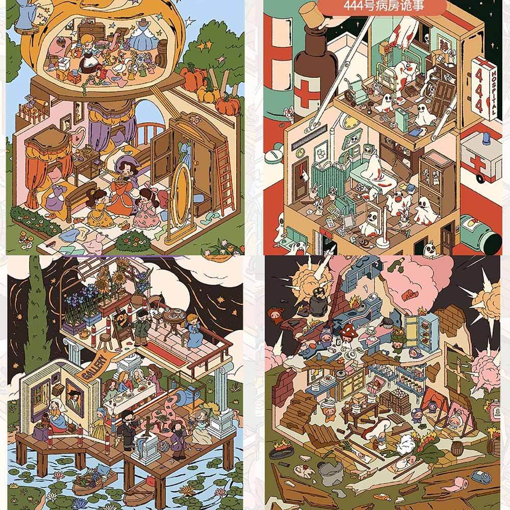 Beyond the Veil DIY 3D Scene Stickers 4 Cute Miniature Scenes