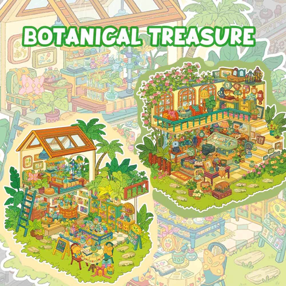 Botanical Treasure DIY 3D Scenes Sticker 2 Cute Miniature Scenes(L)