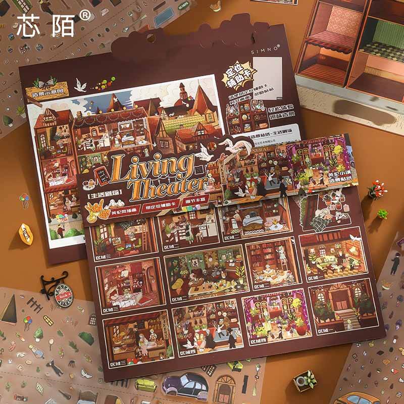 British Village Life Theater DIY 3D Scene Stickers 2 Cute Scenes(L)