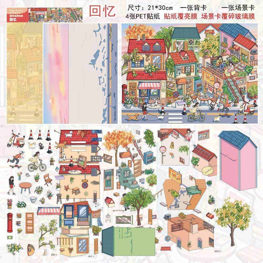 Bubble Memories DIY 3D Scene Stickers 2 Cute Miniature Scenes(L)