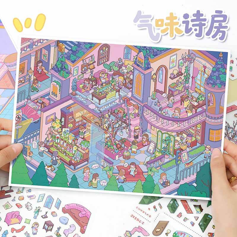 Butterfly Bloom  DIY 3D Scene Stickers With Guide Lines(L)