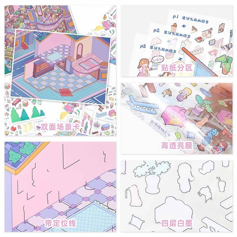 Butterfly Bloom  DIY 3D Scene Stickers With Guide Lines(L)
