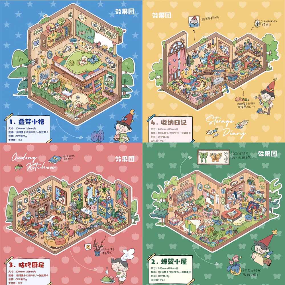 Butterfly Dreams DIY 3D Scene Stickers 4 Cute Miniature Scenes(S)