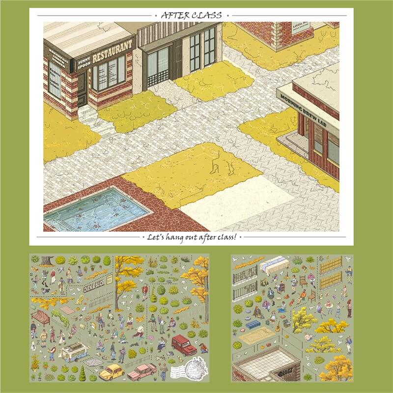 Campus Time DIY 3D Scene Stickers With Guide Lines(S&L)