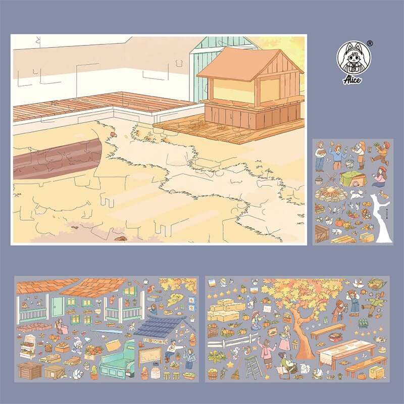 Campus Time DIY 3D Scene Stickers With Guide Lines(S&L)