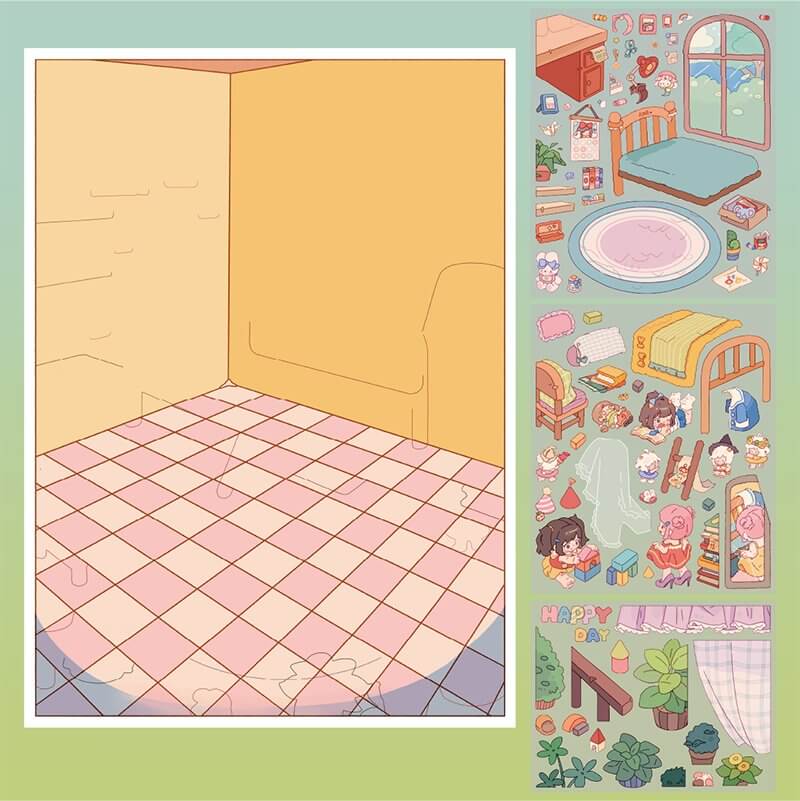 Campus Time DIY 3D Scene Stickers With Guide Lines(S&L)
