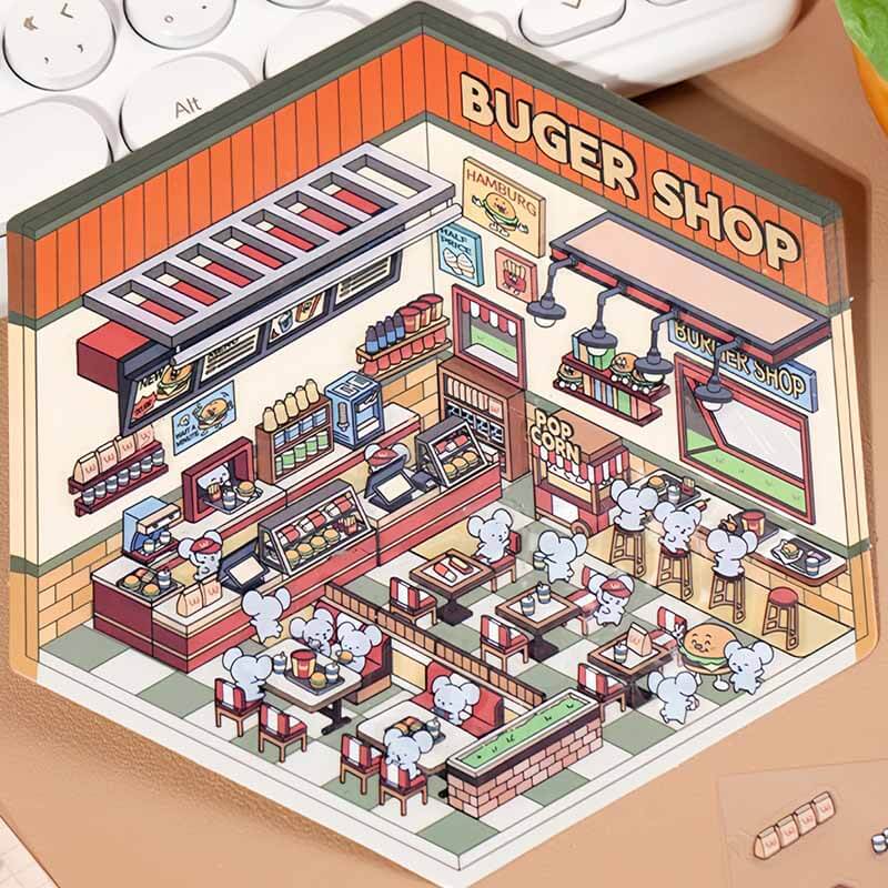 Casual Business DIY 3D Scene Stickers 4 Cute Miniature Scenes(S)
