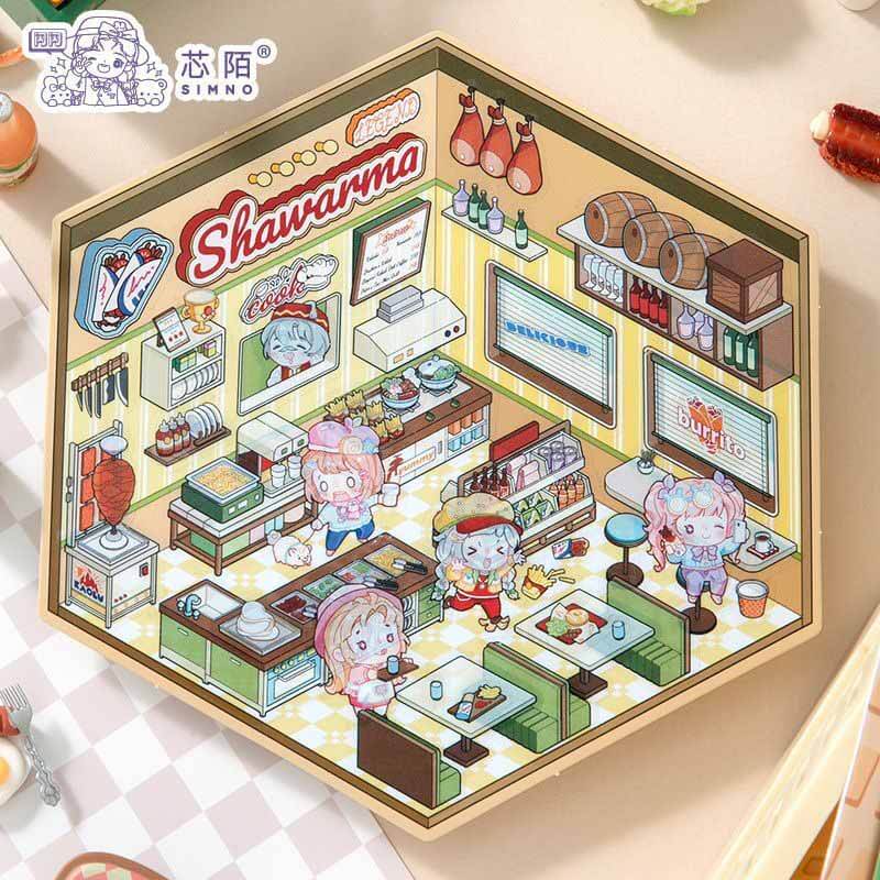 Casual Business DIY 3D Scene Stickers 4 Cute Miniature Scenes(S)