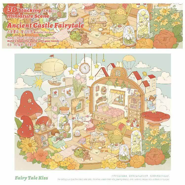 Celestial Whispers DIY 3D Scene Stickers 4 Cute Miniature Scenes(L)