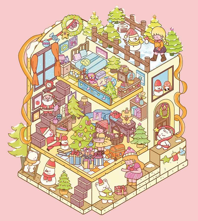 Changing Seasons DIY 3D Scene Stickers Cute Miniature Scenes(S)