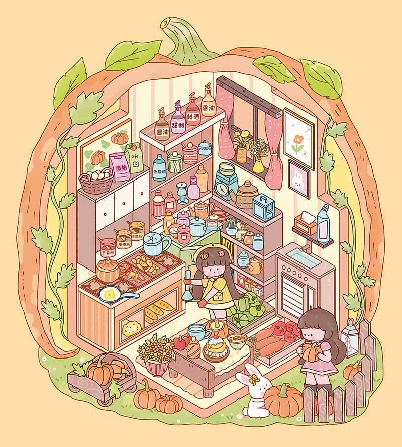 Changing Seasons DIY 3D Scene Stickers Cute Miniature Scenes(S)