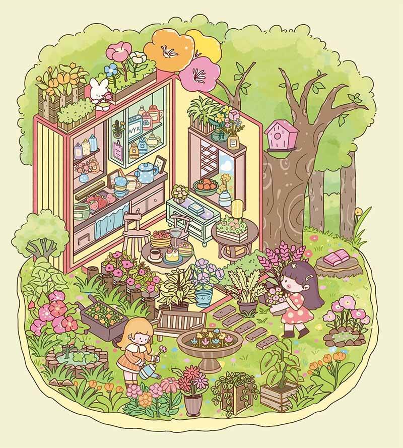 Changing Seasons DIY 3D Scene Stickers Cute Miniature Scenes(S)