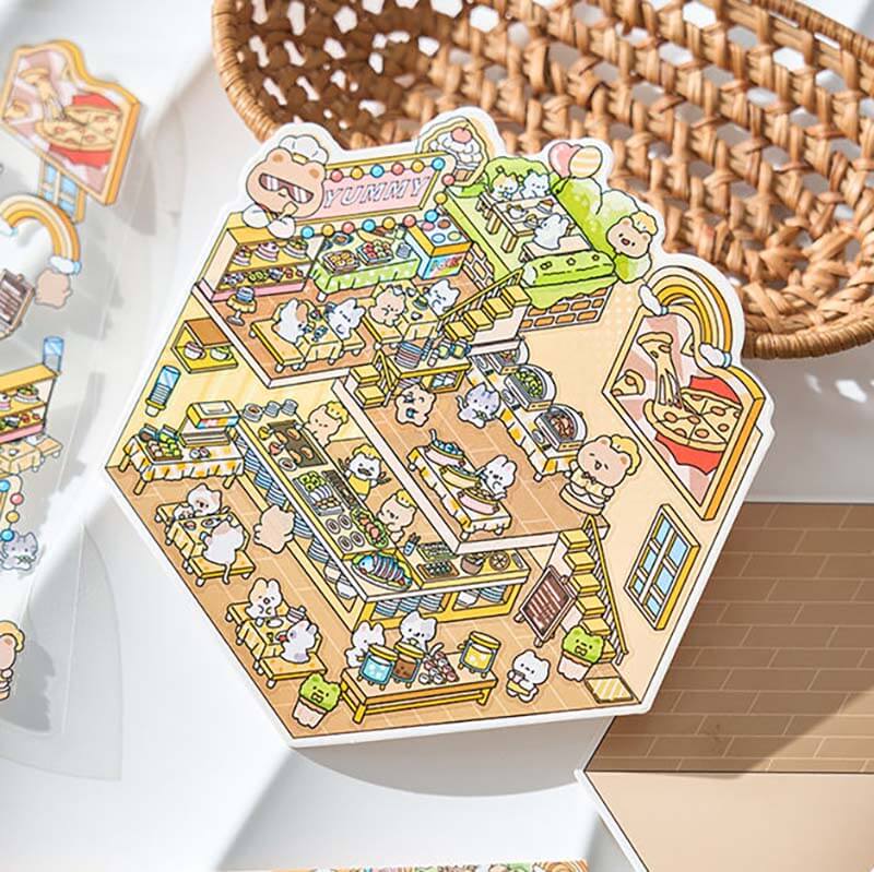 Character Towns DIY 3D Scene Stickers 4 Cute Miniature Scenes(S)