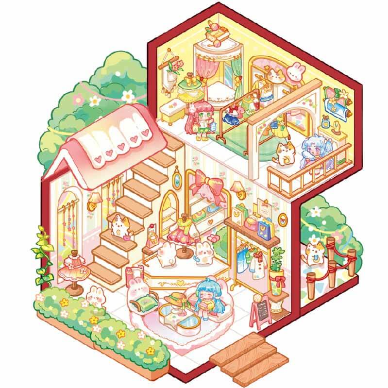 Charm Bazaar DIY 3D Scene Sticker 4 Cute Miniature Scenes(S)
