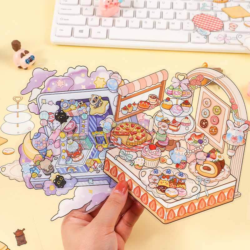 Charming Companions DIY 3D Scene Stickers 4 Cute Miniature Scenes(S)