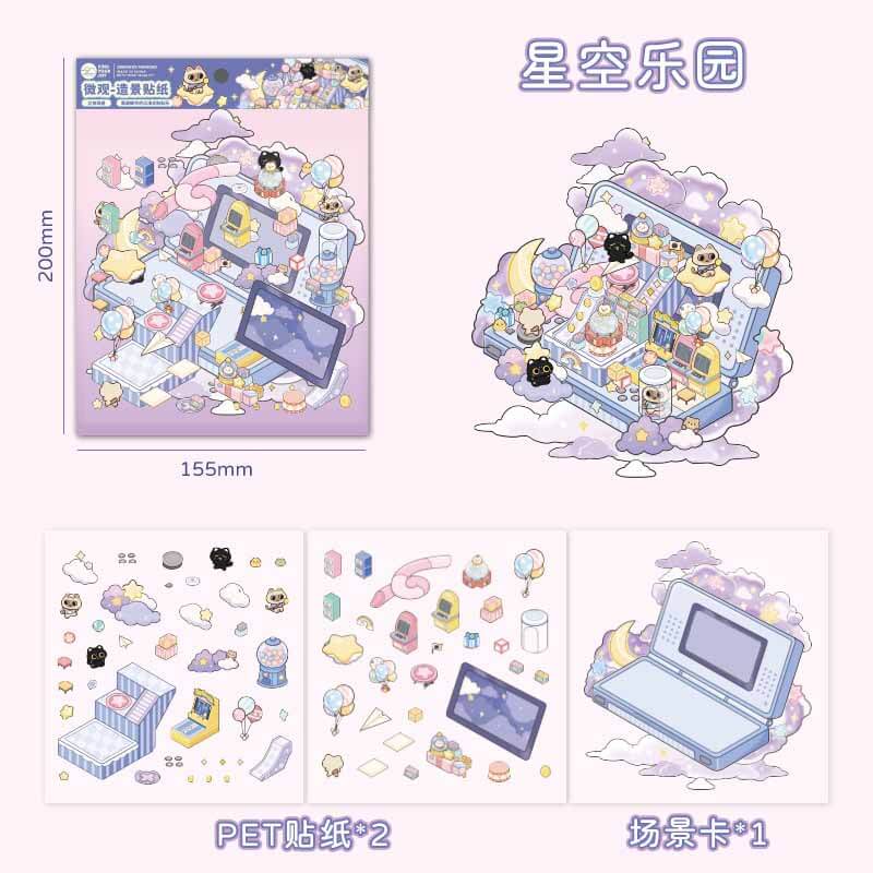 Charming Companions DIY 3D Scene Stickers 4 Cute Miniature Scenes(S)
