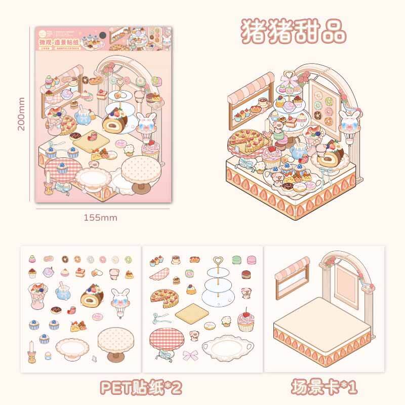 Charming Companions DIY 3D Scene Stickers 4 Cute Miniature Scenes(S)